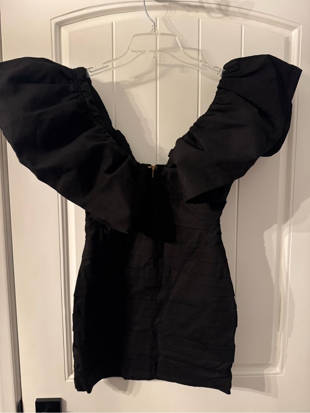 Black Ruffle-Shoulder Mini Dress - Picture 7 of 7